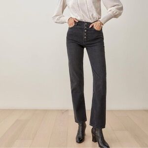 Reformation Black Straight Leg Jeans